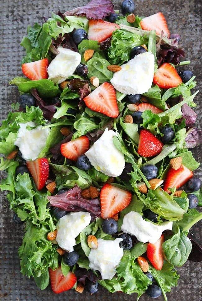 Berry, Burrata, and Almond Salad