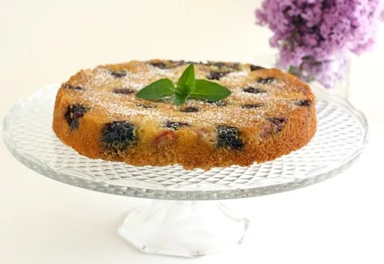 Blackberry Rhubarb Buttermilk Cake