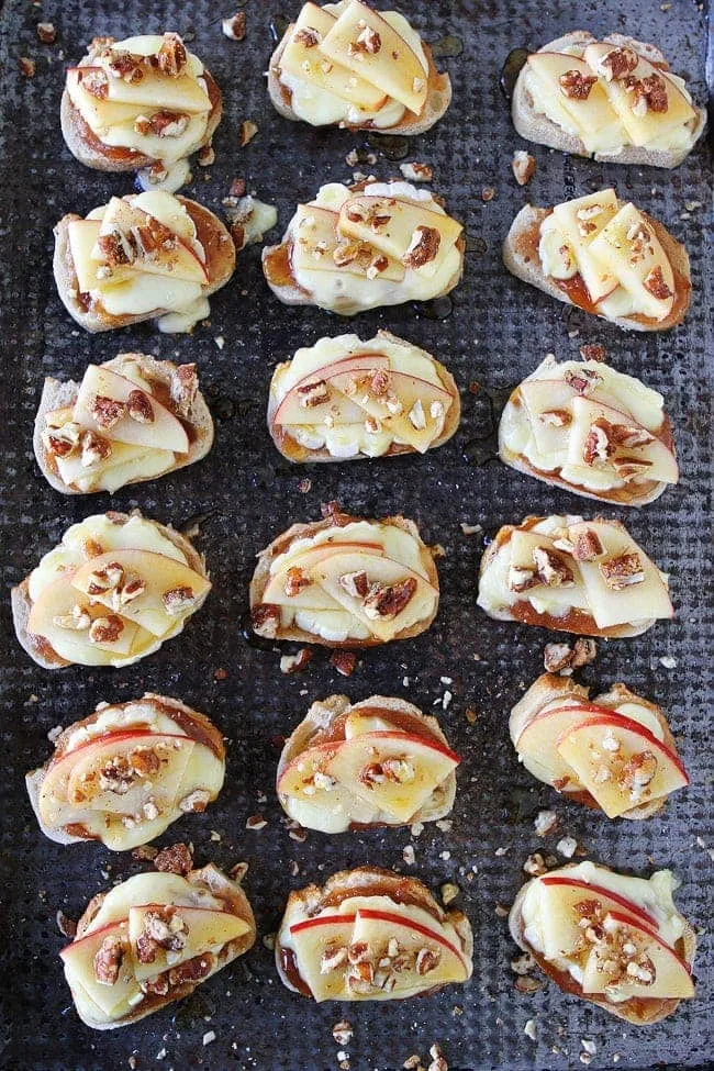 Brie, Apple, and Honey Crostini