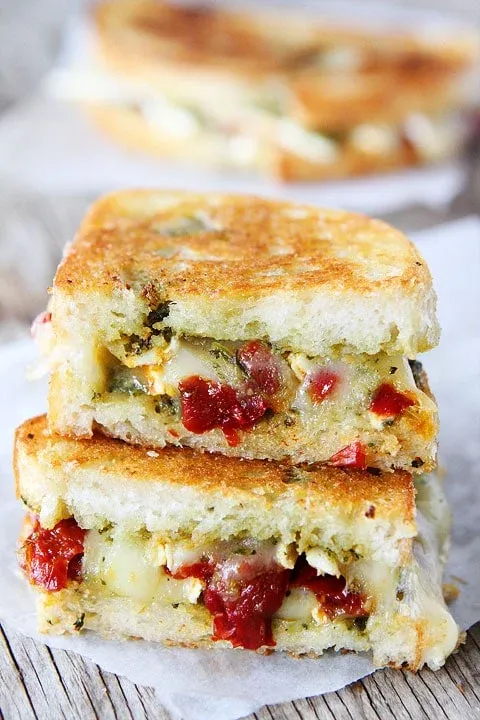 Brie, Pesto, and Sweet Pepper Grilled Cheese