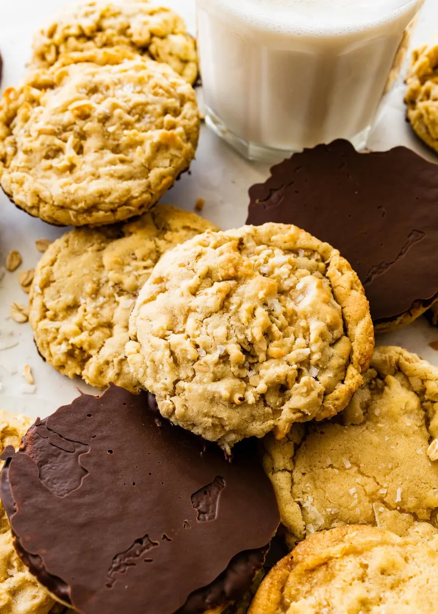 Chocolate Dipped Coconut Oatmeal Cookies