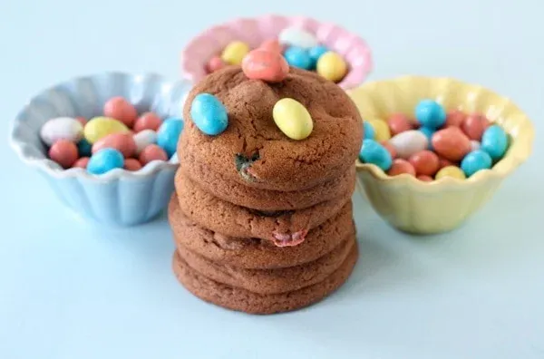 Chocolate Pudding Cookies with Mini Robin Eggs