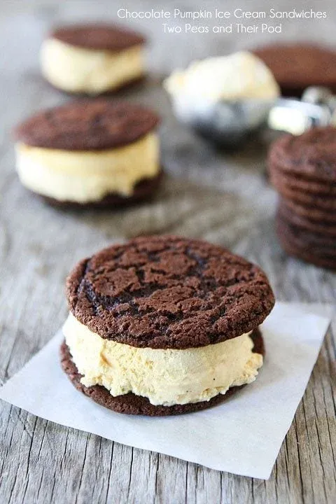 Chocolate Pumpkin Ice Cream Sandwiches