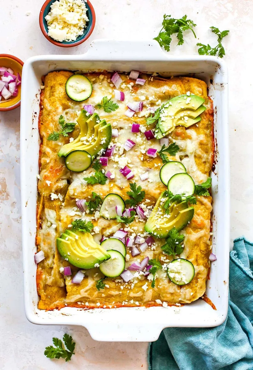 Corn and Zucchini Enchiladas