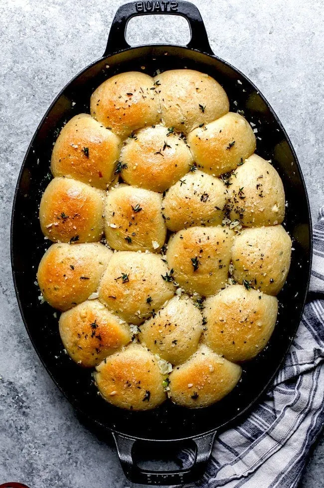 Garlic Herb Parker House Rolls