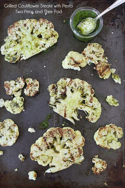 Grilled Cauliflower Steaks with Pesto