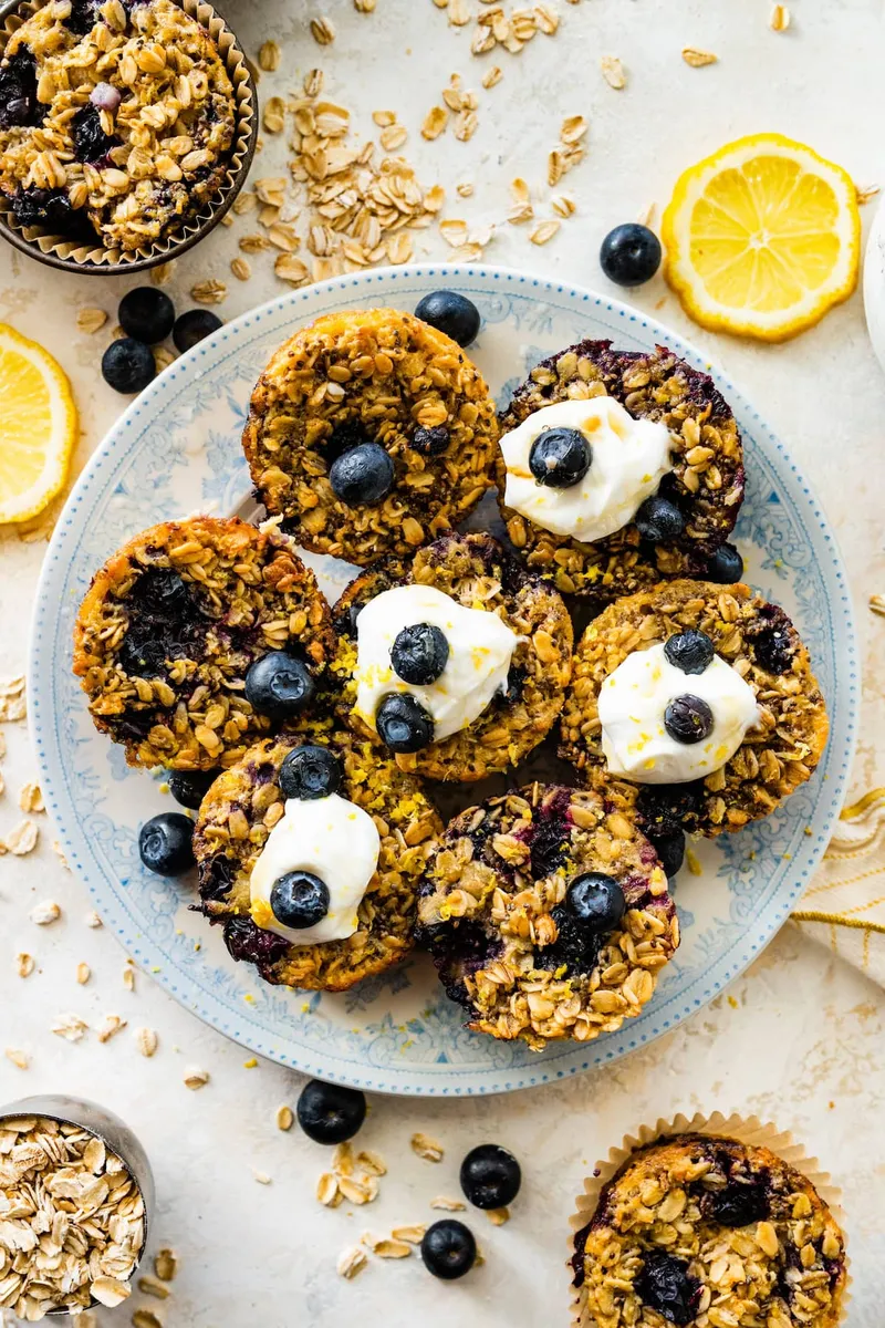 Lemon Blueberry Baked Oatmeal Cups