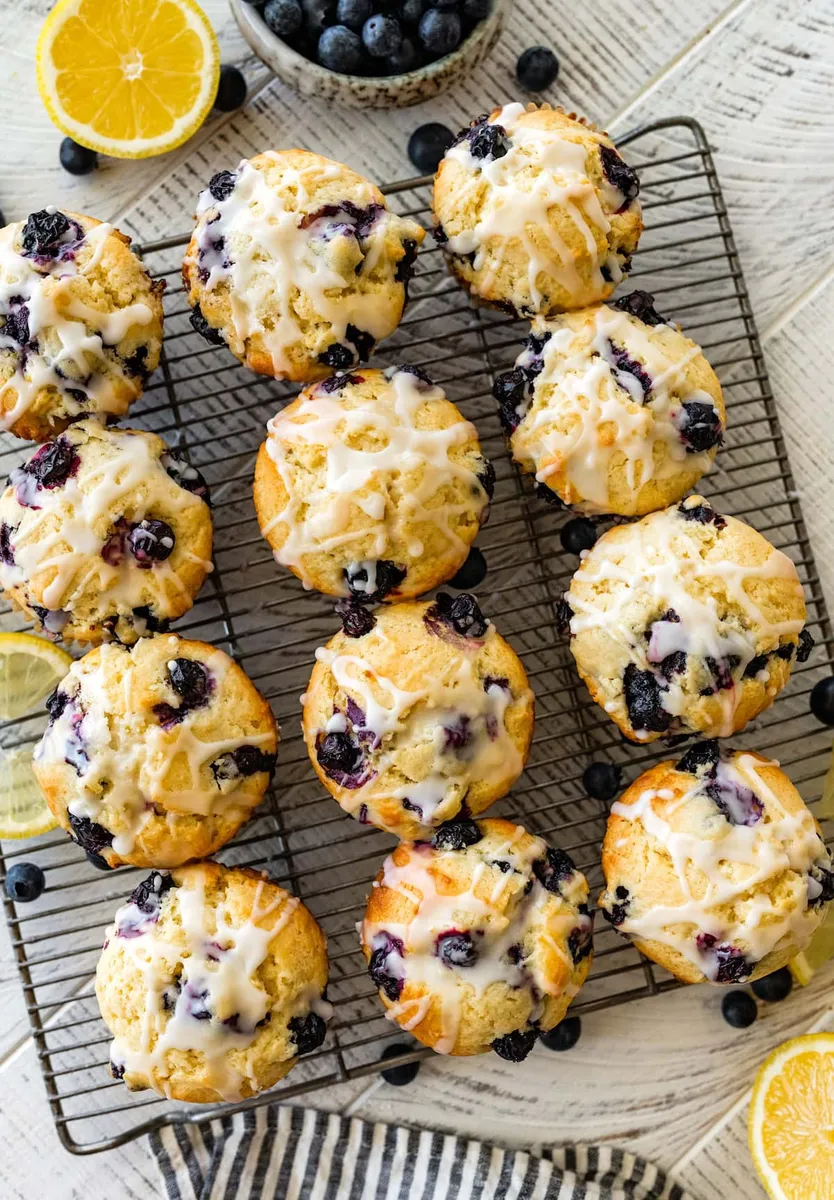 Lemon Blueberry Muffins with Lemon Glaze