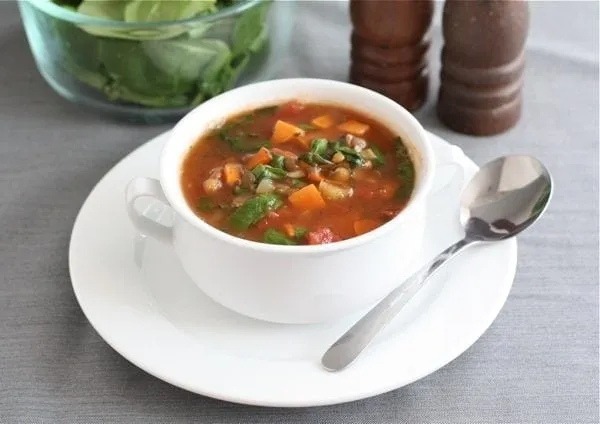 Lentil Soup with Sweet Potatoes and Spinach