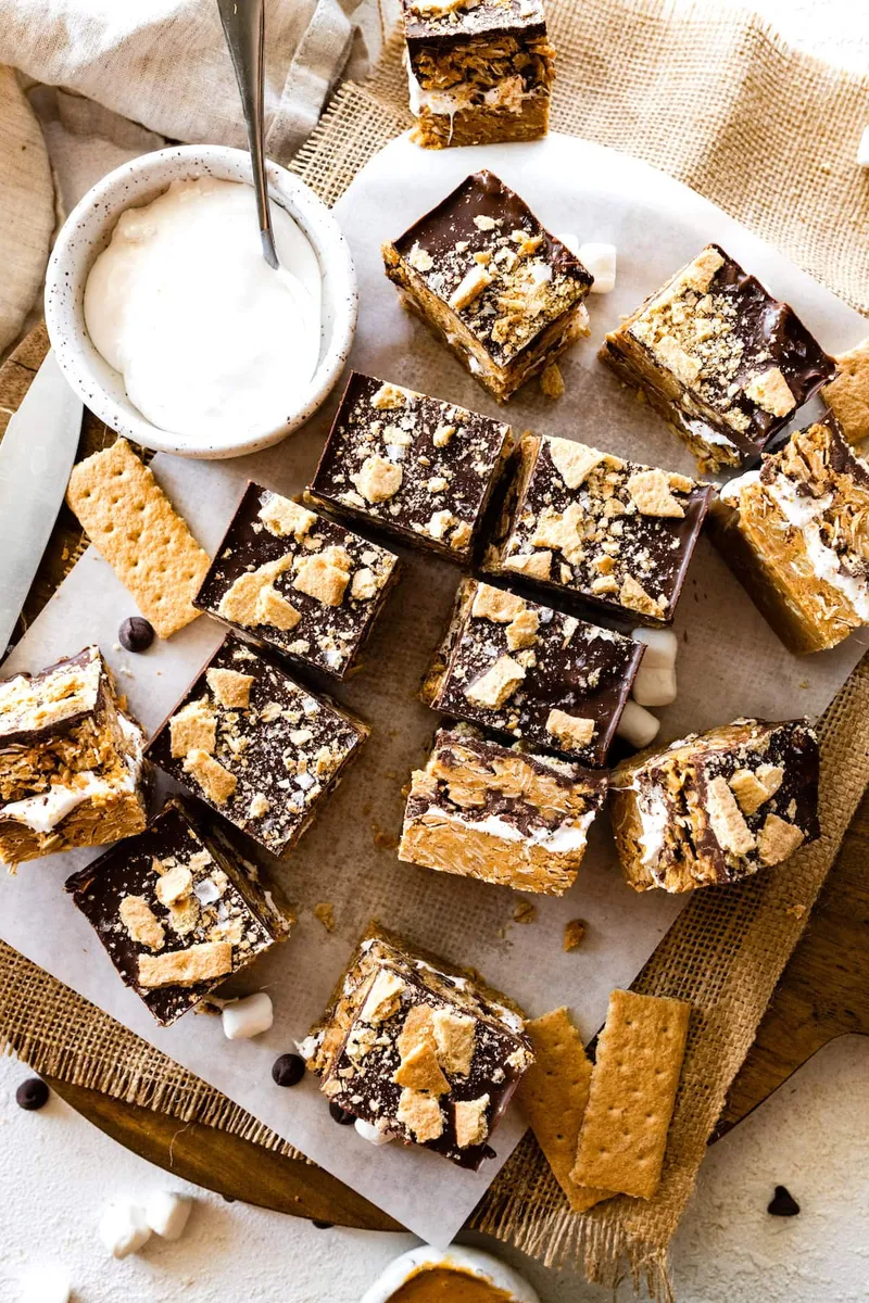 No Bake Peanut Butter S'mores Bars