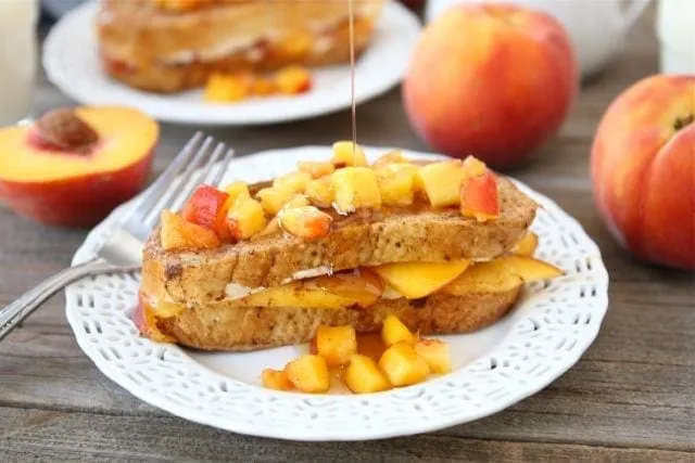 Peaches and Cream Stuffed French Toast