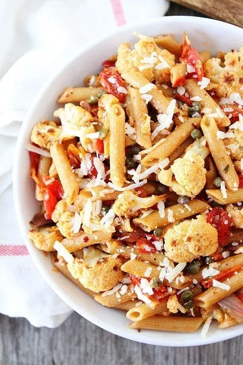 Penne with Roasted Cauliflower and Lemon Caper Vinaigrette