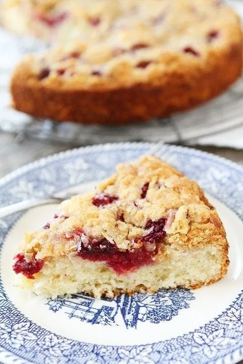 Raspberry Coconut Cake with Coconut Streusel