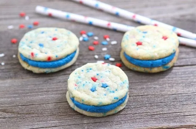 Red, White & Blue Funfetti Sandwich Cookies