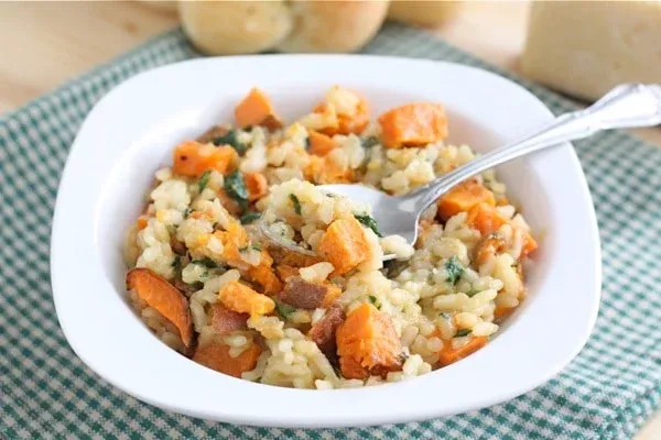 Roasted Sweet Potato and Spinach Risotto