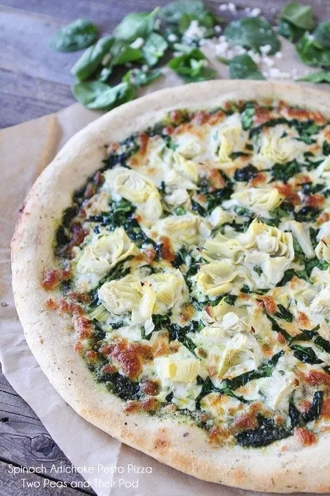 Spinach Artichoke Pesto Pizza