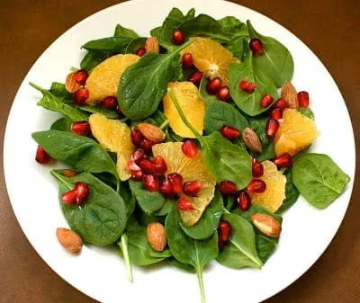 Spinach Salad with Oranges, Pomegranate, and Almonds