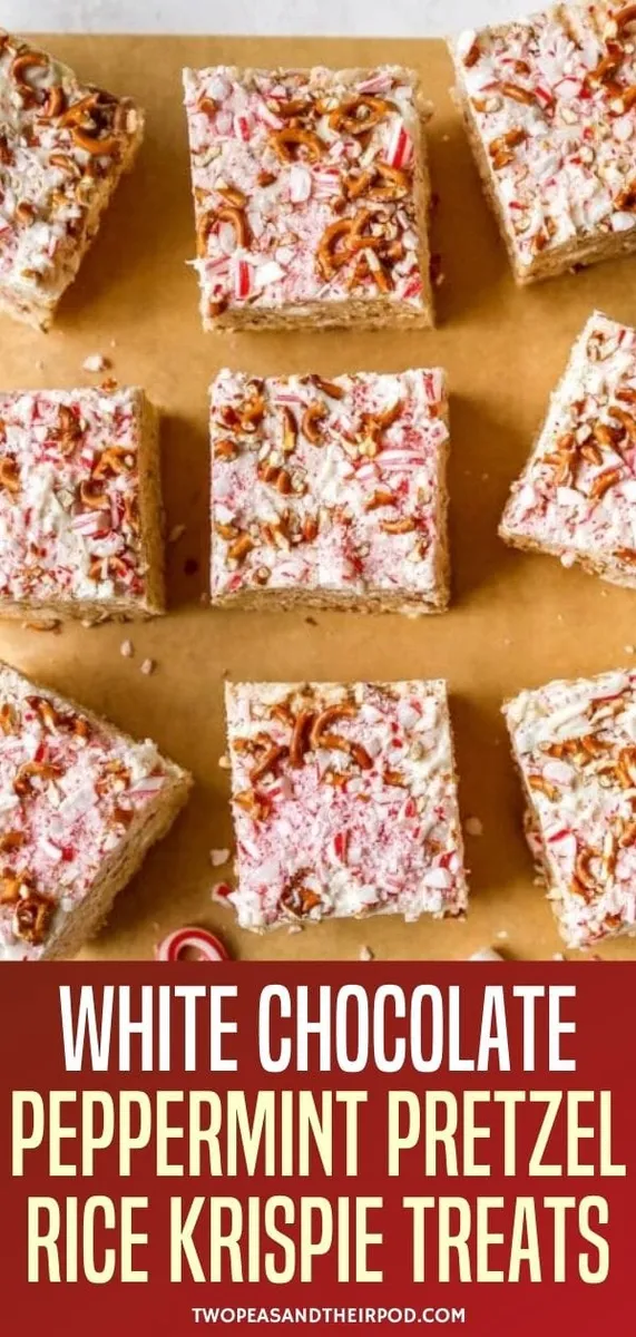 White Chocolate Peppermint Pretzel Rice Krispie Treats