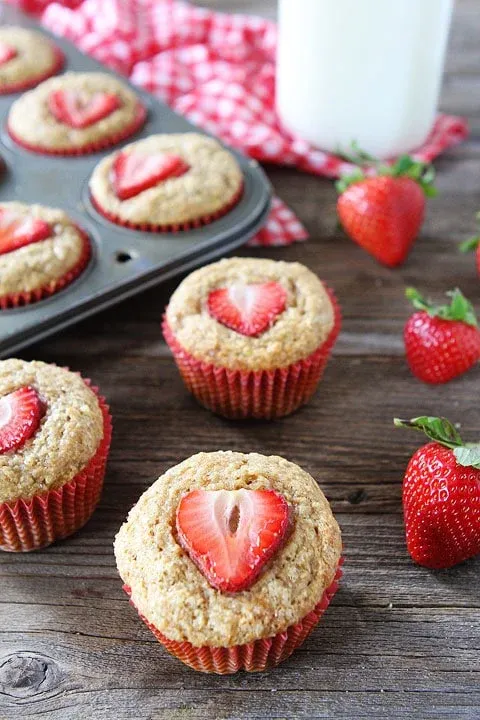 Whole Wheat Strawberry Banana Muffins